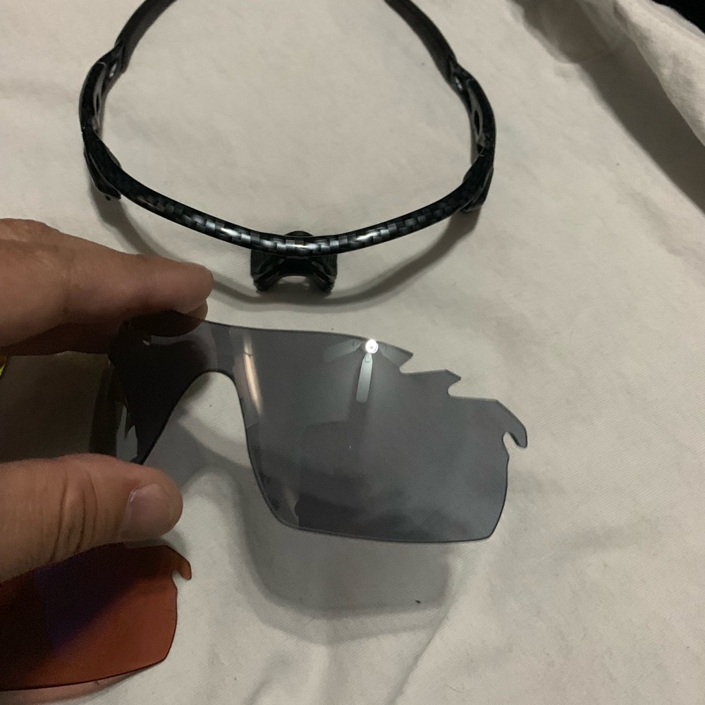 Oakley radar luk with extra lenses.